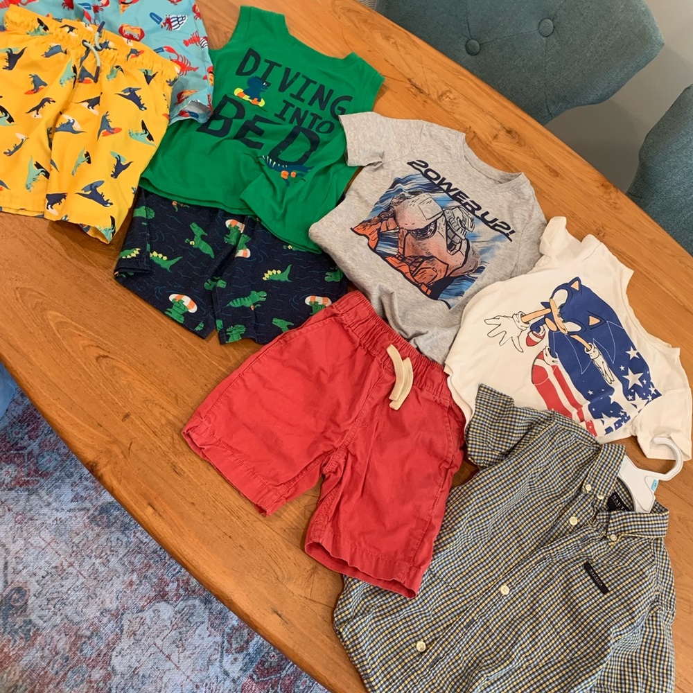 Boys swim trunks, 5T + NEW to LOT of summer boys clothes